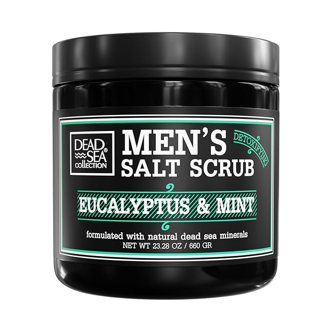 Salt Body Scrub Eucalyptus & Mint For Men– Moisturizes, Exfoliates & Nourishes Skin – Cleanses & Detoxifies with Dead Sea Minerals – Dead Sea Collection - 23.28 OZ