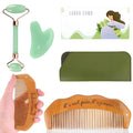 Birthing Comb for Labor Pain and Gua Sha Facial Tools, Post Partum/Home Delivery Essentials, Pregnancy/Birth/Hospital Bag Must Haves, Jade Roller Stone Massager,Gifts for Expecting Mom Women (Green)