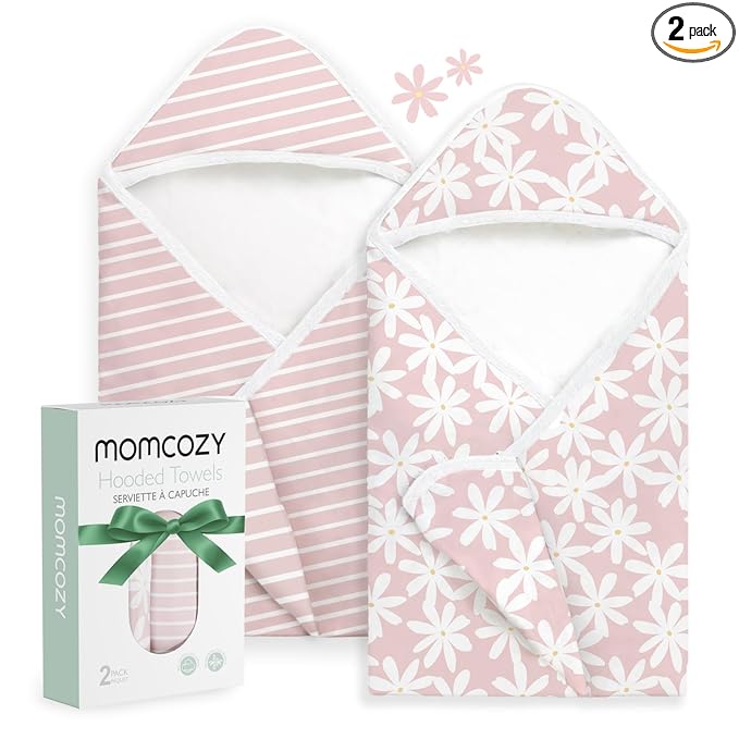 Momcozy Baby Towel with Hooded - Ultra Soft & Absorbent Large Bath Towel Set for Comfort & Gentle on Baby's Skin - Shower Gift & Bath Essential & Baby Registry Search for Newborn,Infant,Toddler,Kids
