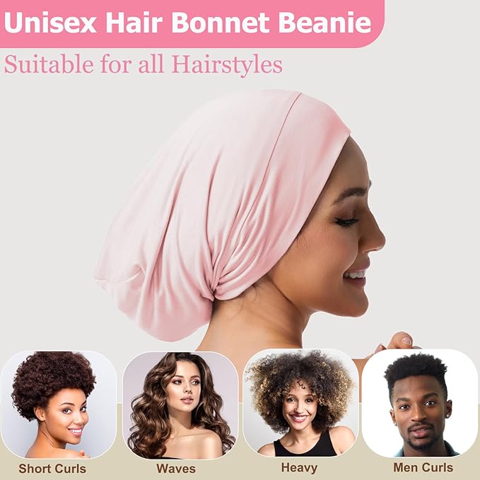 Satin Bonnet for Sleeping Night Cap, Adjustable Satin Lined Silk Bonnets Sleep Cap for Curly Hair Braids Beanie Black Women