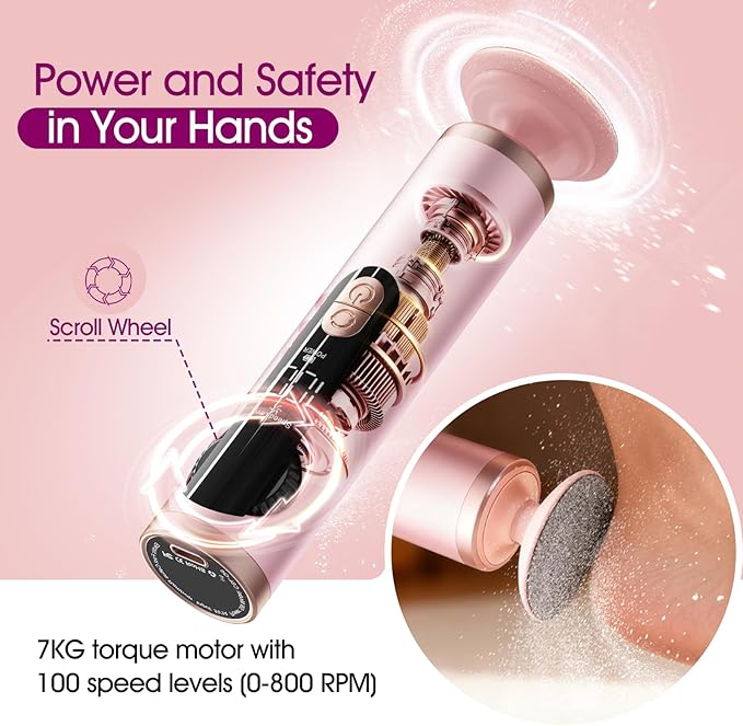Electric Foot Callus Remover for Dry Foot Skin, Electric Foot File with Most Powerful Motor for Dead Skin & Cracked Heel Like Foot Pumice Stone,Calloused Feet Remover Tool with 2 Detachable Discs