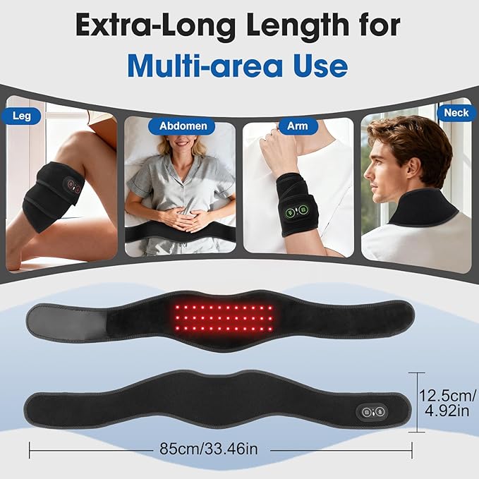 Cordless Neck Heating Pad for Pain, Neck Massager with 660nm 850nm Red Light, Neck Heating Pad for Pain Electric, Heated Neck Brace Wrap for Soreness Stiffness Pain Relief