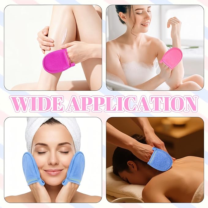 3 Pcs Exfoliating Facial Scrubber Mitt, Face Deep Exfoliating Cleaning Polishing Gloves Facial Cleansing Mitts Dead or Dry Skin Remover Face Cleaning Gloves for Men & Women (Pink, blue, purple)