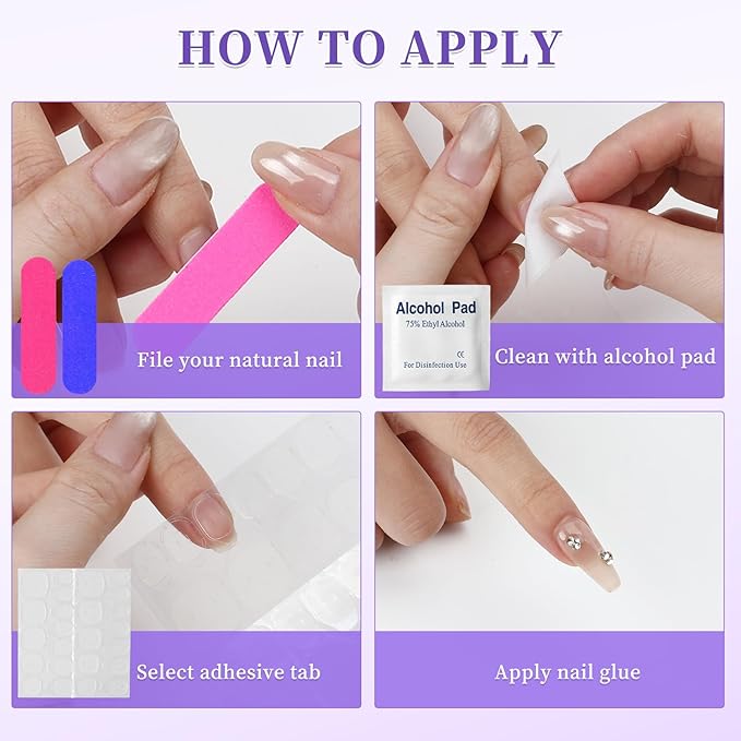 TADOPRO 20PCS Press On Nail Tool Kit, Disposable Nail Prep Kit for Salon Home Nail Business Supplies with Nail File, Nail Glue & Remover, Buffer, Instruction Card, Prep Pads, Tabs(20pcs Set)