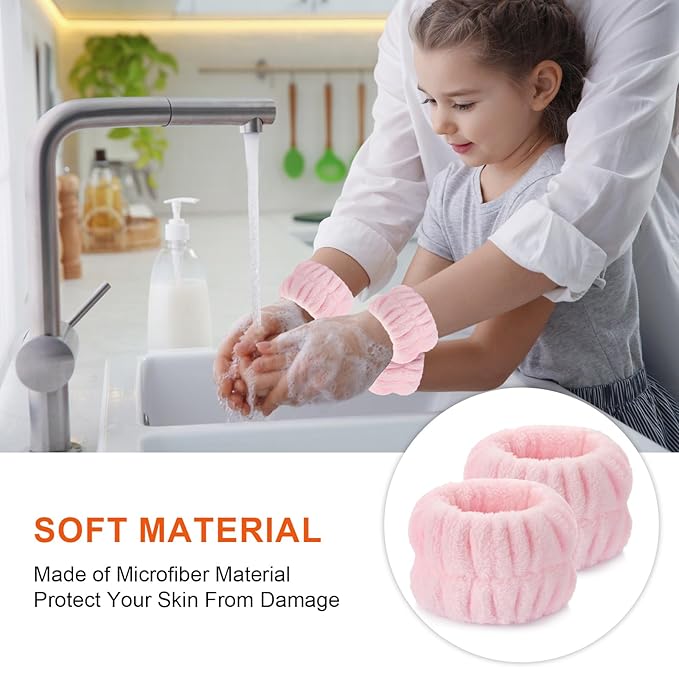 2pcs Wrist Bands for Washing Face Wash Wristbands Wrist Towels Arm Bands for Skincare Makeup Wrist Cuffs Spa Wrist Scrunchies