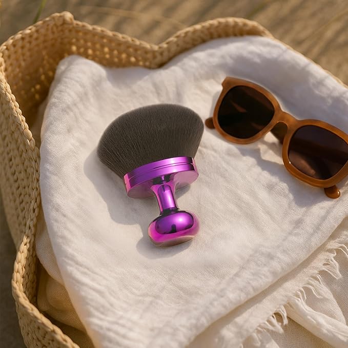 Kabuki Self Tanner Brush – Round Dome Blending Brush for Face & Body, Palm-Grip Applicator for Smooth, Streak-Free Tan | Soft Synthetic Bristles, Washable & Reusable (Purple)