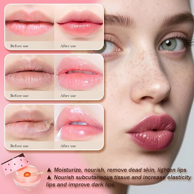 4 PCS Apple Lime Lip Mask, Vitamin E Strawberry & Watermelon & Honey Lip Sleeping Mask Propolis Moisturizing Lip Balm with Stick, Repairs And Prevents Chapped Lips (Apple Lime & Watermelon)