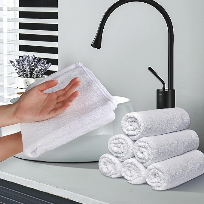 UNIMADE 2 Pack Hand Towels Set - Highly Absorbent and Quick Drying Microfiber Gym Towels, Premium Wash Cloths for Bathroom, Salon, Gym, Shower, Hotel, and Spa - 16x27 inch (White)