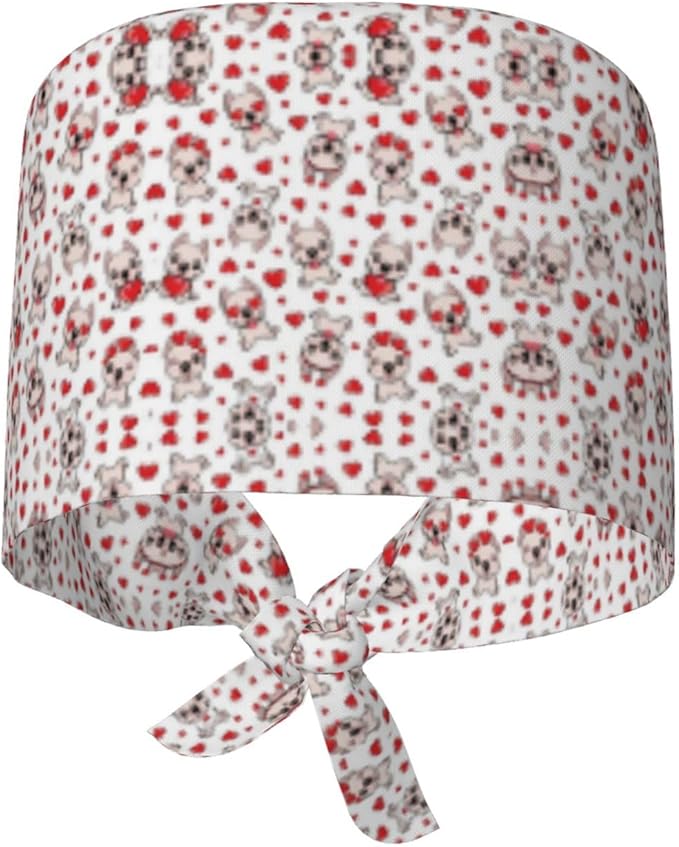Adjustable Scrub Cap with Buttons & Sweatband, Working Hat with Elastic Tie Back, Unisex Nurse Surgical Caps for Women & Men