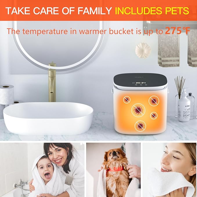 DOACE Towel Warmer Bucket, Medium Size Towel Warmers with Auto Keep Warm, Heat Time 20/40/60 Min Adjustable and Delay Time Up to 24 Hours, Hot Towel Warmer for Bathroom, Ideal Gift for Valentine's Day