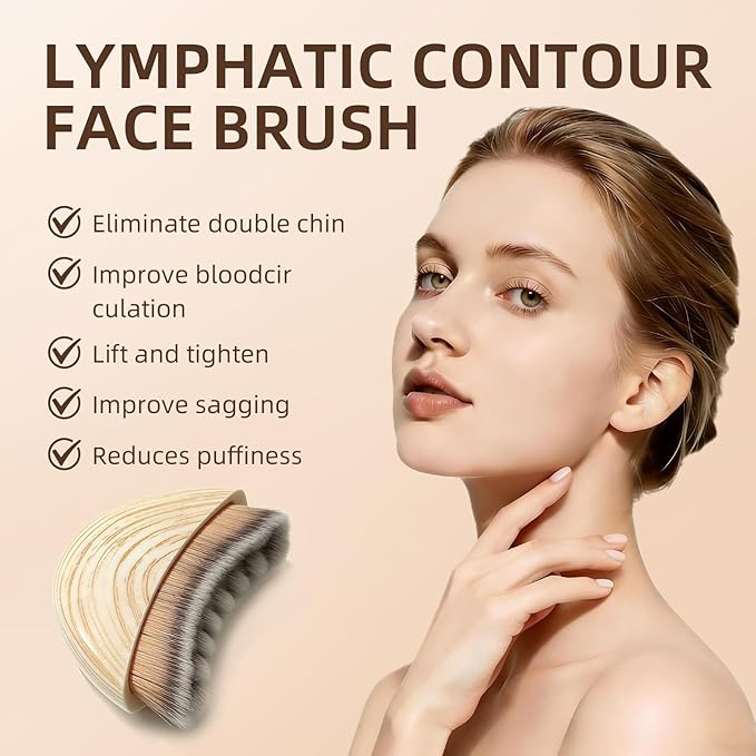 Stainless Steel Gua Sha & Lymphatic Contour Face Brush, Facial Brush for Jawline Shaper, Dry Brush For Face, Puffiness Reduction, Guasha tool for face