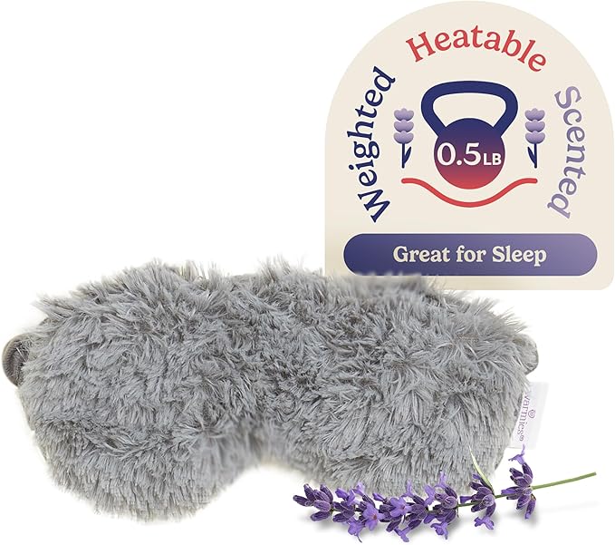 warmies Microwavable Eye Mask for Warmth & Comfort - Heating & Cooling Compress for Calming Relaxation - Weighted & Heated Eye Mask with Scented Lavender for Sleeping - Gray