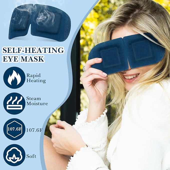 100 Pcs Disposable Steam Eye Mask Bulk for Dry Eyes Spa Unscented Self Heating Warm Compress Sleep Mask Home Office Travel Relaxation Gifts