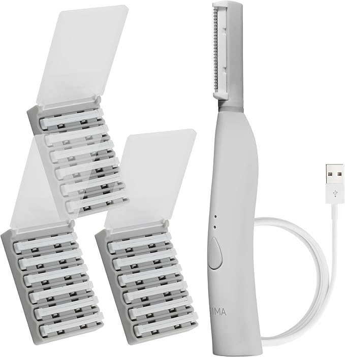 SPA SCIENCES - SIMA Patented Dermaplane Razor for Women Face – Painless 2-in-1 Facial Exfoliation & Peach Fuzz Hair Removal – Anti-Aging – 3 Speeds – Rechargeable – 19 Weeks Treatment