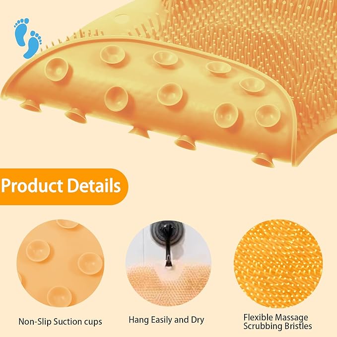 Shower Foot Scrubber, Wall Mounted Bath Massage Pad, Back Scrubber Back with Non Slip Suction Cups to Improve Circulation, Soothe Achy Feet