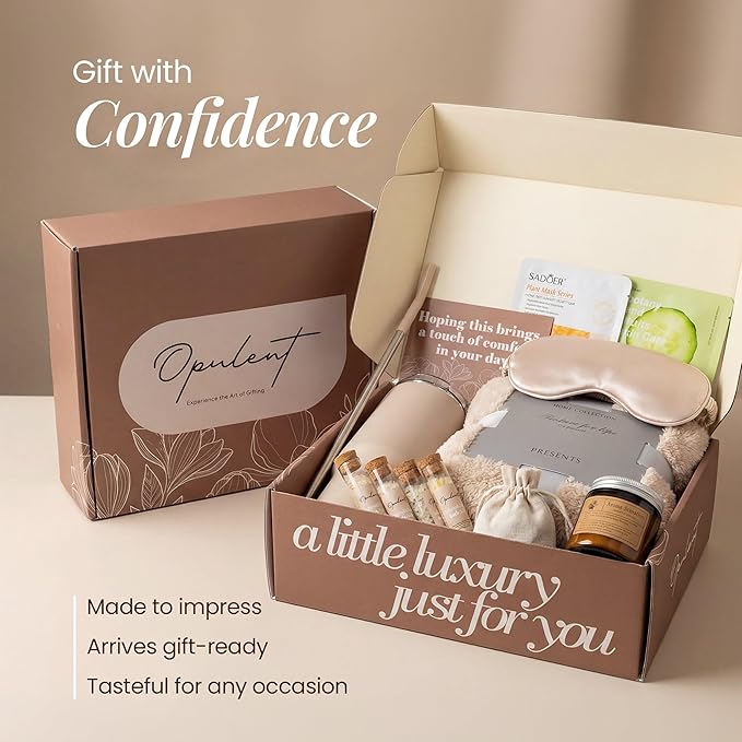 Opulent Luxury Self Care Gifts for Women - Hug in a Box Comfort Care Package - Spa Mothers Day Gift Set with 40 oz Tumbler & Cozy Blanket - Ideal for Thinking of You, Birthday, Sympathy & Corporate
