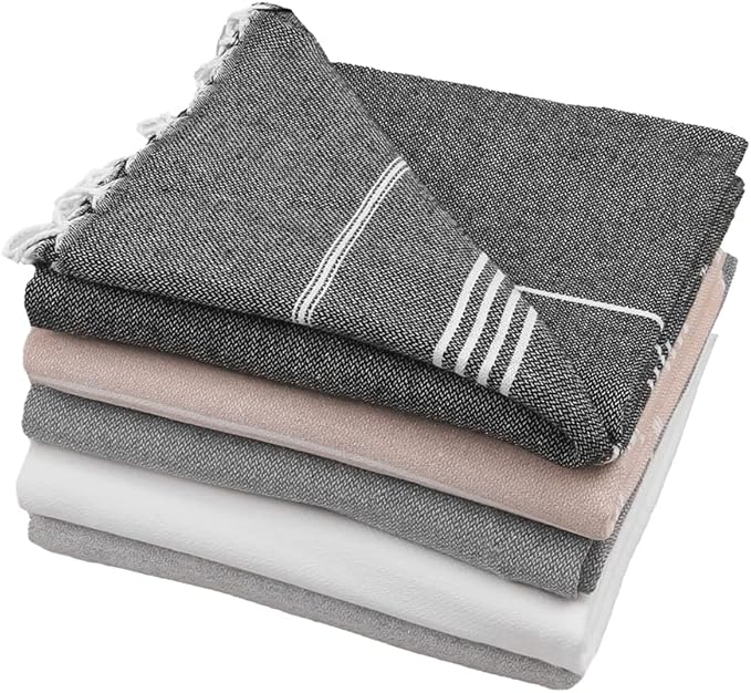 HAVLULAND Set of 5 Turkish Beach Towel Oversized 39x71 Turkish Bath Towels Highly Absorbent Quick Dry Extra Large Sand Free Beach Towels for Beach Pool Spa Gym Yoga Travel Camping Blanket