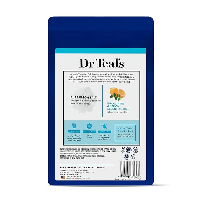 Dr Teal's Pure Epsom Salt,Restorative Minerals with Magnesium,Potassium & Zinc,3 lbs,(Pack of 2)