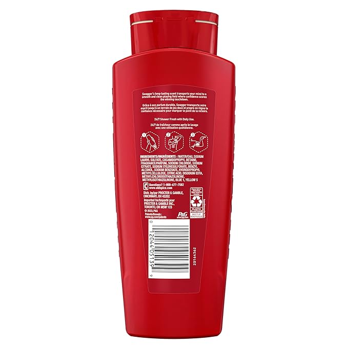 Old Spice Refreshing Body Wash for Men, 3X Defense, 24/7 Shower Fresh with Long Lasting Scent, Red Collection, Swagger with Cedarwood Scent, 24 oz (Pack of 6)