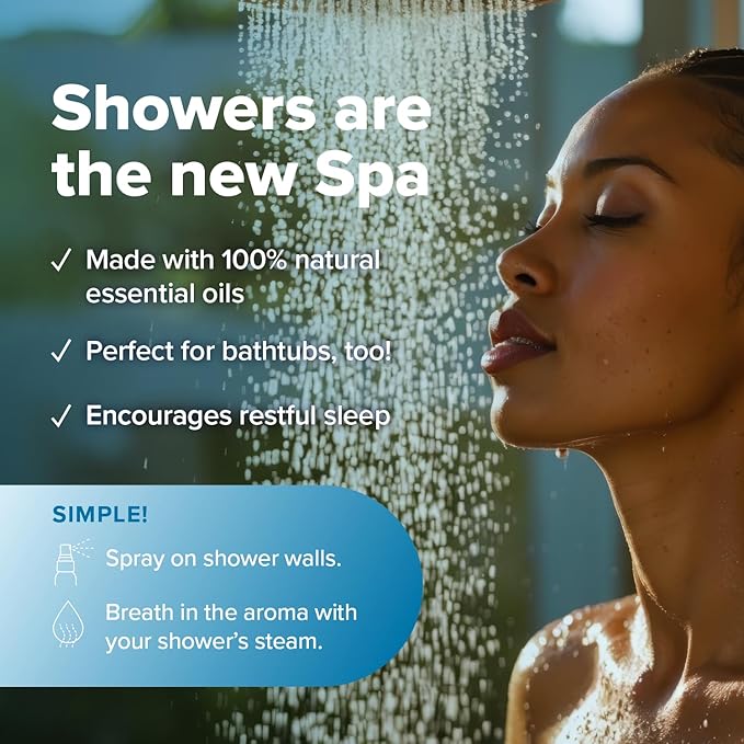 MOXE Breathe Shower Mist, Eucalyptus and Peppermint, Spa Steam Spray, Certified Natural 100% Essential Oils, Made in USA, Aromatherapy, Sinus Congestion Relief, Tension Relief, 4 Ounces (1 Pack)