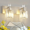 PRESDE 2-Light Crystal Bathroom Vanity Light, Brushed Nickel Modern Bath Lighting Fixture Over Mirror, Wall Sconce Lamp