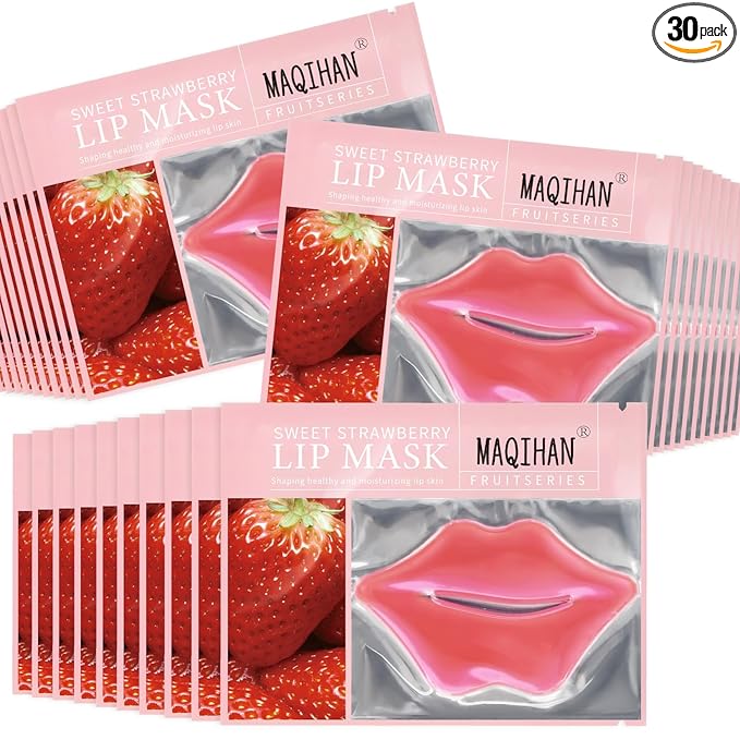 MAQIHAN 30PCS Moisturizing Lip Mask - Pink Lip Patches for Spa Daily Labial Masks Skincare Hydrating to Reduce Wrinkles Dryness Anti-wrinkle Lightens, Valentines Day Gifts，Skin Care