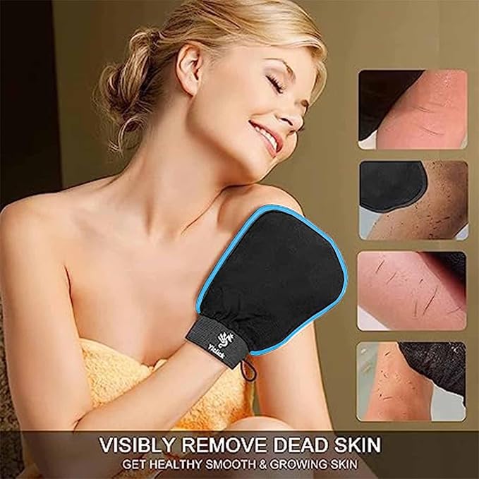 Exfoliating Gloves 2 Pcs, Exfoliating Body Scrubber for Bath Shower Exfoliation, Body Scrub Exfoliator Loofah Sponge for Dead Skin Remover, Korean Exfoliating Mitt (Browm)