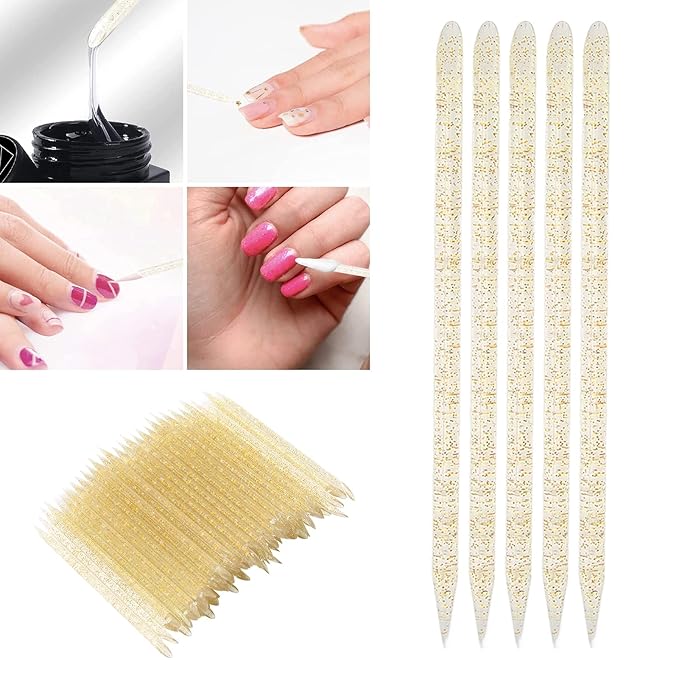 100 pieces disposable cuticle pusher, cuticle pusher remover cleaner for fingernail, cuticle cleaning and nail care for beginners and professional nail technicians(yellow)