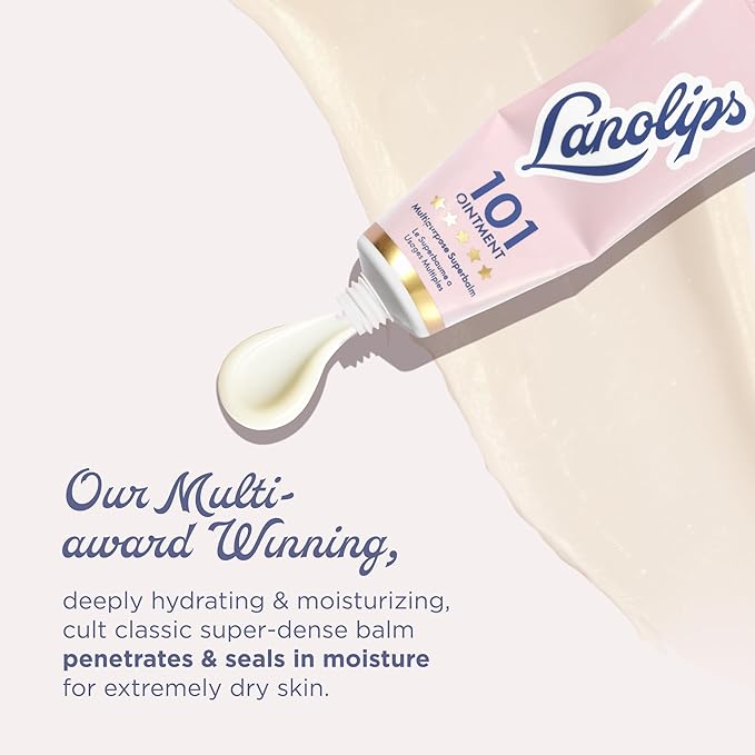 Lanolin 101 Multipurpose Ointment - Lanolin Lip Balm & Healing Ointment for Skin Barrier Repair - Moisturizer for Dry Lips, Cuticles & Elbows - No Petroleum Formula - Original Superbalm (0.52 oz)