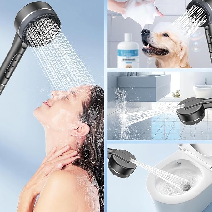 Filtered Shower Head with Handheld, High Pressure 3 Spray Showerhead with Filters & Upgraded Anti-clog Nozzles for Hard Water -Remove Chlorine, Reduce Dry Itchy Skin -ON/OFF Switch for Pet Bath
