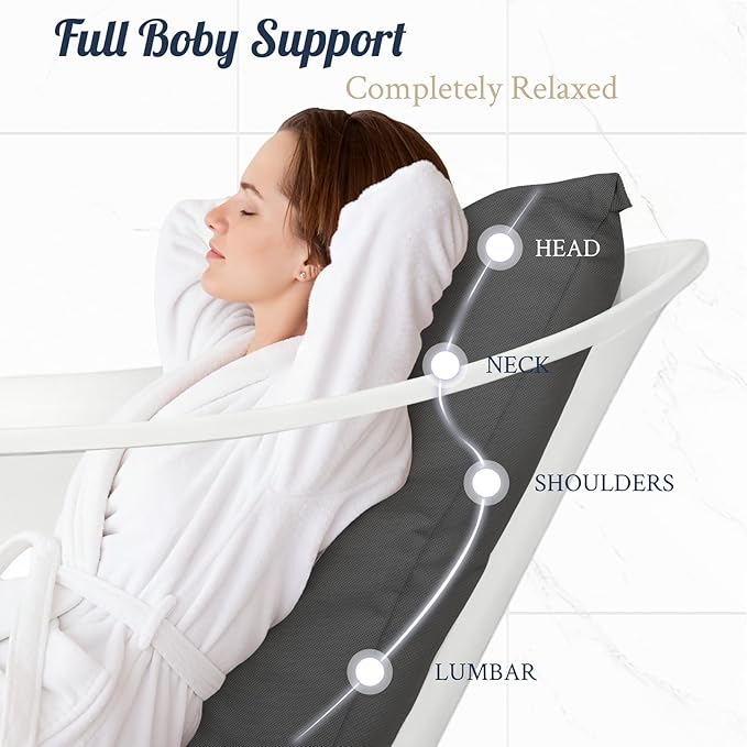 Luxury Bath Pillow for Bathtub, Soft & Comfortable Head Neck & Back Support, Adjustable Thickness, Quick Drying Bathtub Pillow for Pain Relief, Ideal Gift for Christmas Birthday Mother’s Day