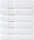 Modern Threads Hotel Collection 6-Pack 100% Ring Spun Cotton, Highly Absorbent Quick Drying Bath Towel Set, White, 27x54