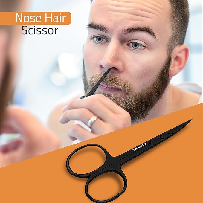 Utopia Care Eyebrow Scissors, Professional Stainless Steel Small Shears for Men and Women, Nose Hair Scissors for Grooming Mustache, Beard, Eyelashes, Ear Hair Trimming, Black, Pack of 150