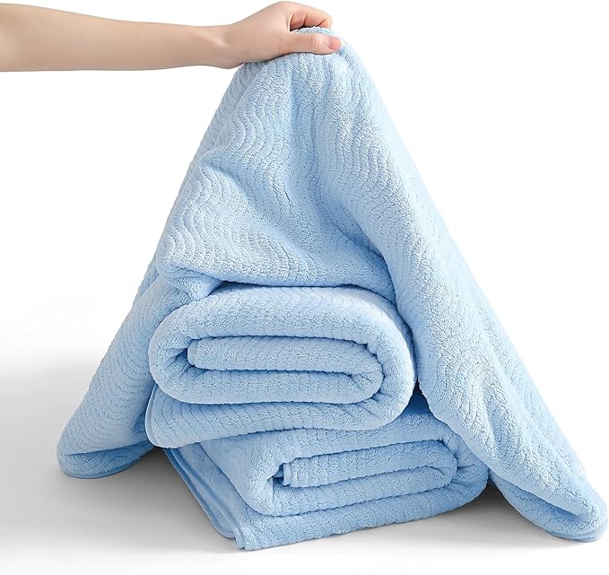 8 Piece Bath Towel Set Blue|2 Oversized Large Bath Sheet,2 Hand Towels,4 Washcloths| Ultra Soft Cozy Bath Towel Set for Bathroom Hotel Gym Spa,Highly Absorbent & Quick Dry Bathroom Towel Collections