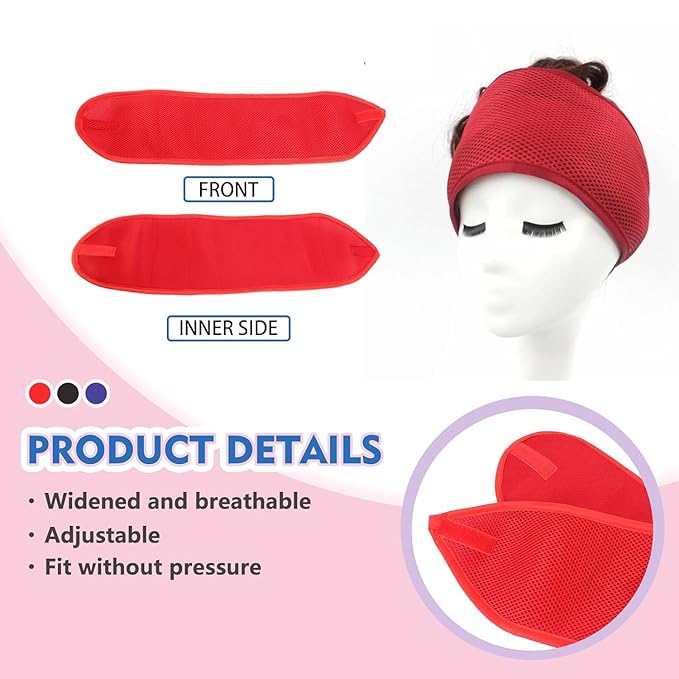 2Pcs black and red Mesh Hair Wraps, Thicker Soft Head Wraps for Women, Adjustable Stretchable Wrap Cap for Women Long Short Hair, Non-slip Washable Mesh Hairs for Makeup Washing Sleeping Spa