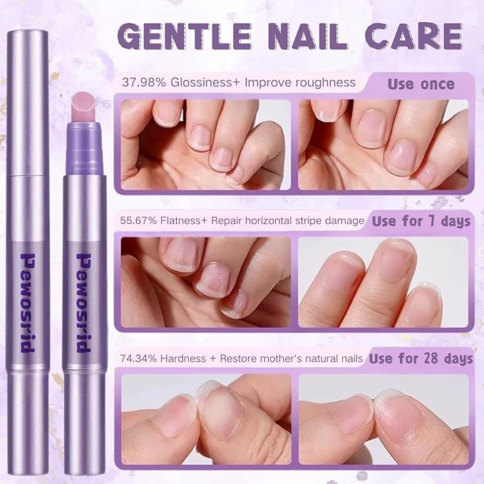 Cuticle Oil Pusher Pens, 4-in-1 Ceramic Cuticle Remover & Cuticle Oil in a Pen, Nail Care Tool for Hangnails & Dry Damaged Nails, Nail Care Tool for Repair Nourish Nails (2PCS Pusher Pens)