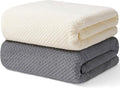 2 Pack Bath Towel Set, Waffle Bath Towel Set, Microfiber Super Soft Highly Absorbent, Sturdy Quick Drying Towels for Bathroom, Gym, Sports, Yoga(2 Piece 27" x 55", 1Grey+1Beige White)