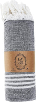 Beach Towel | Cotton Beach Towels, Easy to Carry, Sand Free, Highly Absorbent, Quick Dry, Turkish Towels for Travel Camping Bath Sauna Beach Gym Fitness Pool Yoga SPA by Lahammam, Asena, Black