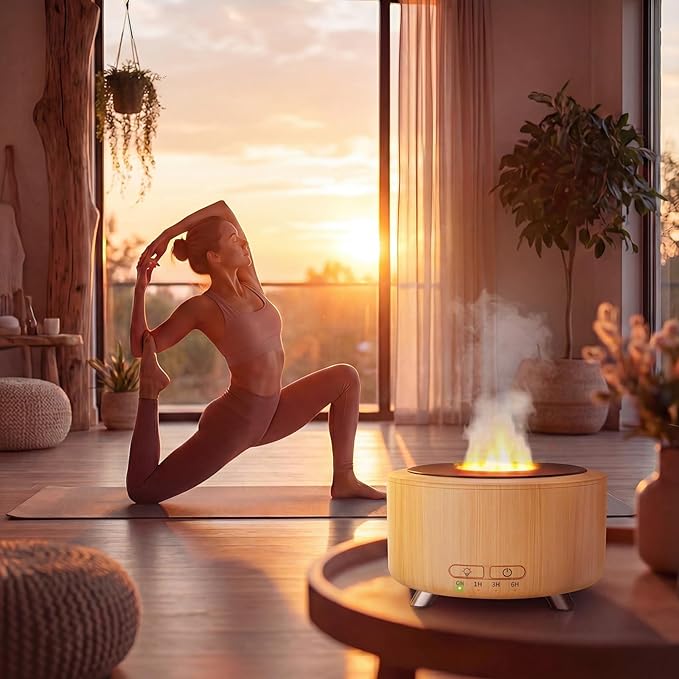 Essential Oil Diffuser for Home, 500 Aromatherapy Diffuser Oil Machine for Office Room Yoga, Aroma Diffuser with Auto-Off Function, 9 Colors LED Night Light, Light Wood