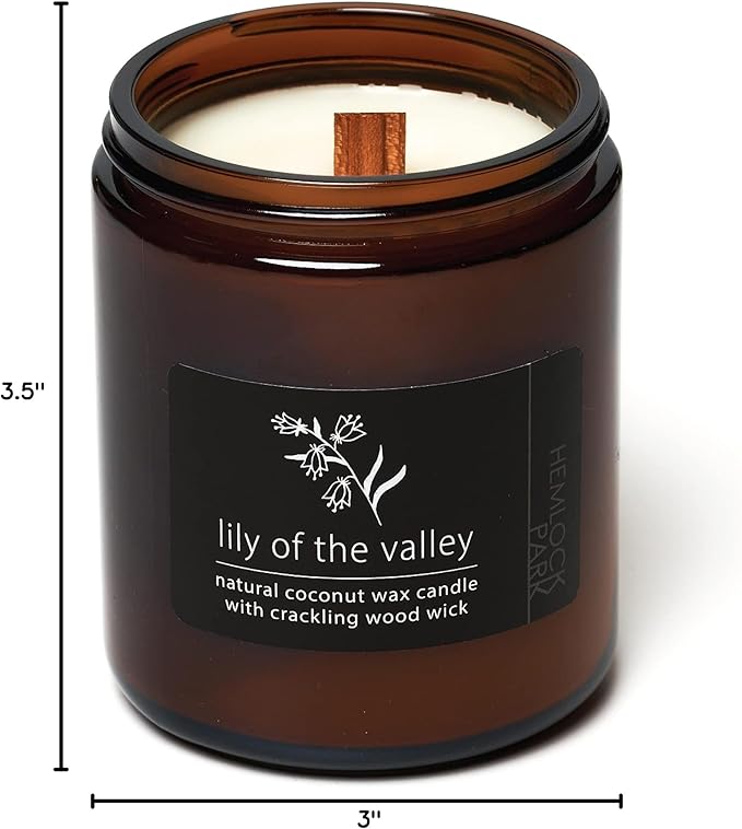 Hemlock Park Lily of the Valley Apothecary Hand-Poured Scented Candle | Crackling Wood Wick, Botanical Fragrance & Coconut Wax | Up to 90 Hour Burn Time | 16 oz