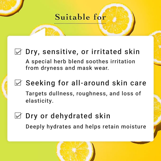 Lululun 7 Sheet Vitamin C Face Masks Skincare for Women & Men, Daily Face Mask Sheet for Pore Firming & Dull Skin, Facial Mask Sheet with 7 Herbs, Japanese Sheet Masks with 7+1 Vitamin Complex HYDRA V