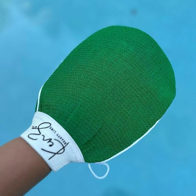 Deep Exfoliating Gloves for Shower Naturally Exfoliate Away Dead Skin, Exfoliating Glove, Exfoliating Body Scrubber Glove for Smooth, Soft Skin (Green)