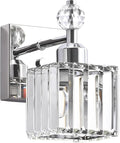 PRESDE 1-Light Bathroom Vanity Light, Modern Chrome Wall Sconce with Crystal Shade, Single Wall Lamp for Over Mirror Bedroom Hallway