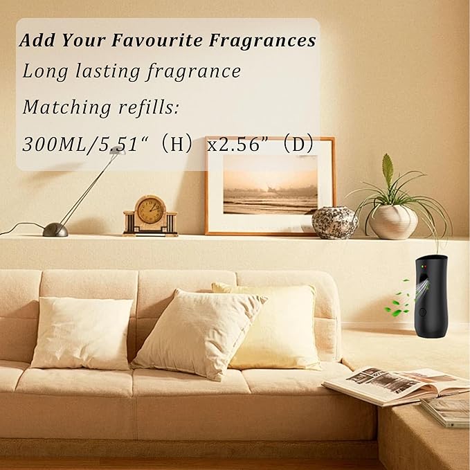 Automatic Air Freshener Spray Dispenser (4-Pack), Free Standing or Wall Mounted Adjustable Aromatherapy Machines for Home, Indoor, Bathrooms, Offices, Hotels and Commercial Places (Black, 001)