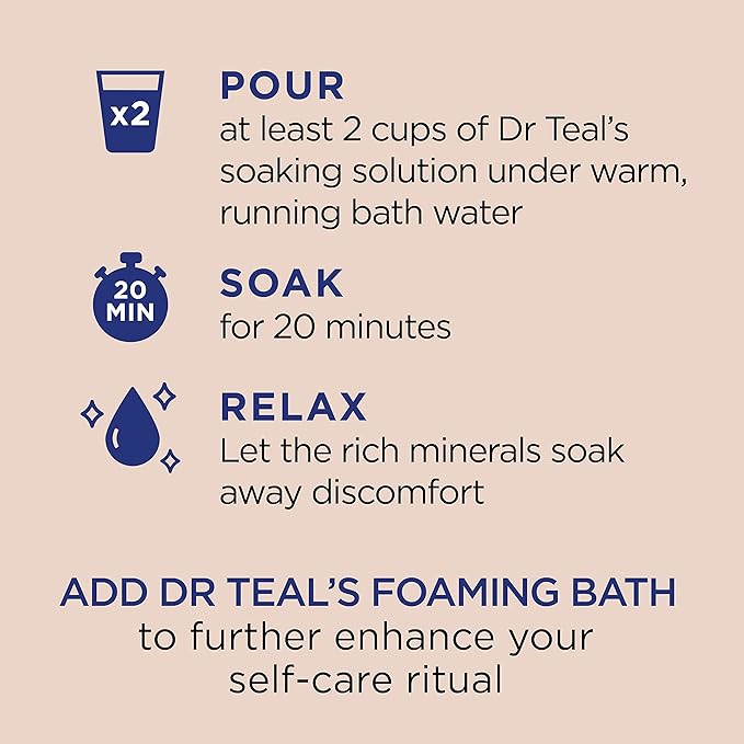 Dr Teal's Pure Epsom Magnesium Salt Soak, Shea Butter & Almond, 3 lbs (Pack of 4)
