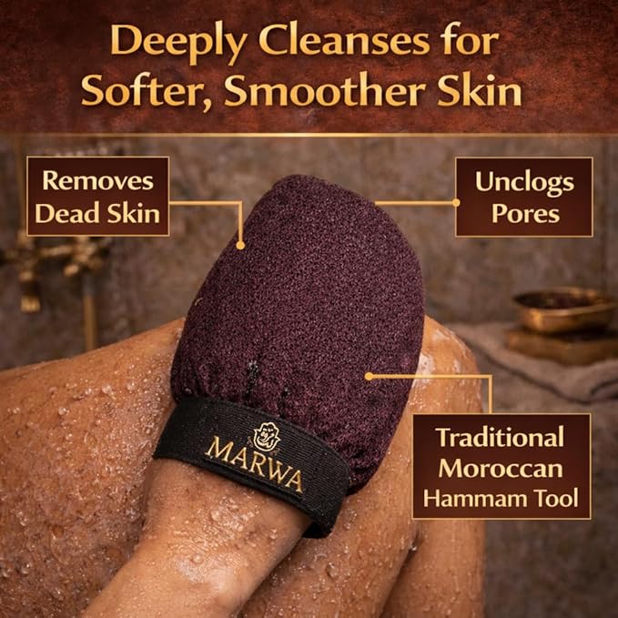 Moroccan Kessa Exfoliating Glove – Medium Hammam Exfoliating Mitt – Dead Skin Remover – Traditional Body Exfoliator – Made in Morocco