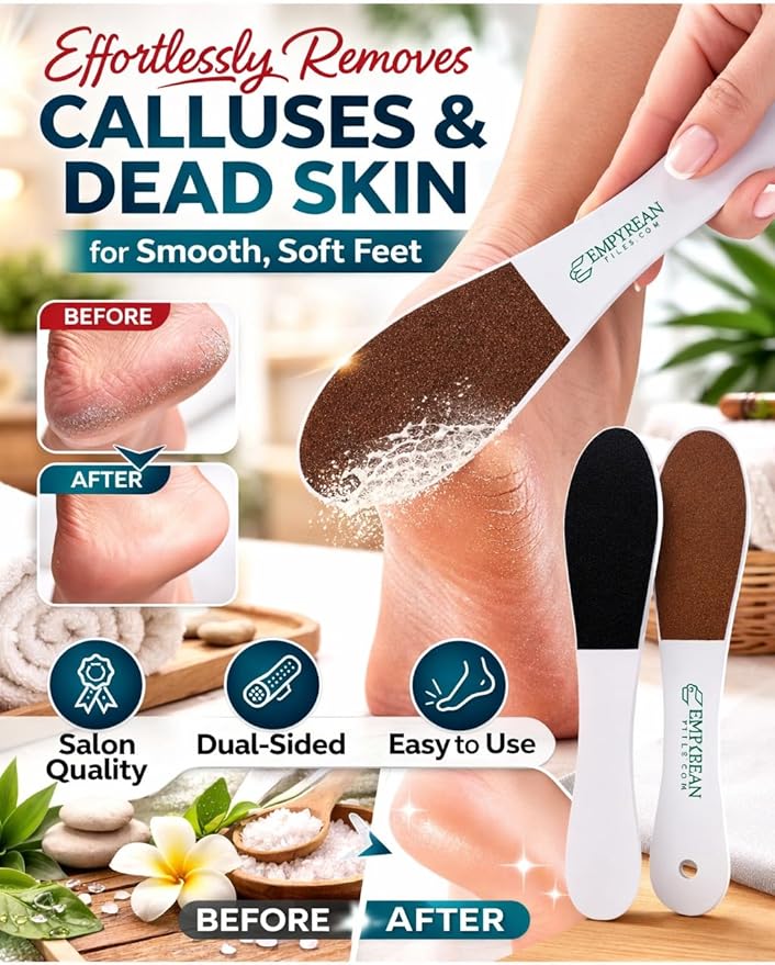 Empyrean Foot Callus Remover File, Dual Grit 80/100, Made in USA, Washable Reusable Foot Scraper for Hard Skin and Cracked Heels