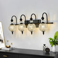 Piepooye Vintage Bathroom Light Fixtures Black Vanity Light with Glass Globe LampShade 4 Lights Mid Century G9 Bulb Wall Sconce Indoor Vanity Light Over Mirror for Kitchen Bedroom Farmhouse