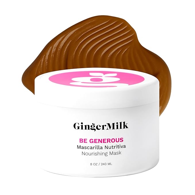 Deep Repair Hair Mask for Dry, Damaged & Curly Hair – Hydrating Hair Mask with Castor Oil, Biotin & Ginger Milk – Sulfate Free Hair Mask for Color Treated Hair – Be Generous by Ginger Milk – 8 oz