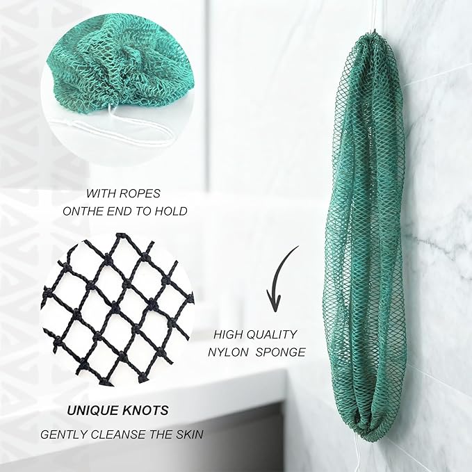 SPMKTBOZAI African Net Sponge Authentic, Loofah Exfoliating Body Scrubber Bath Sponge, African Exfoliating Net Sponge Back Scrubber Washcloth for Shower, Body Care Bathing Accessories (Mint Green)